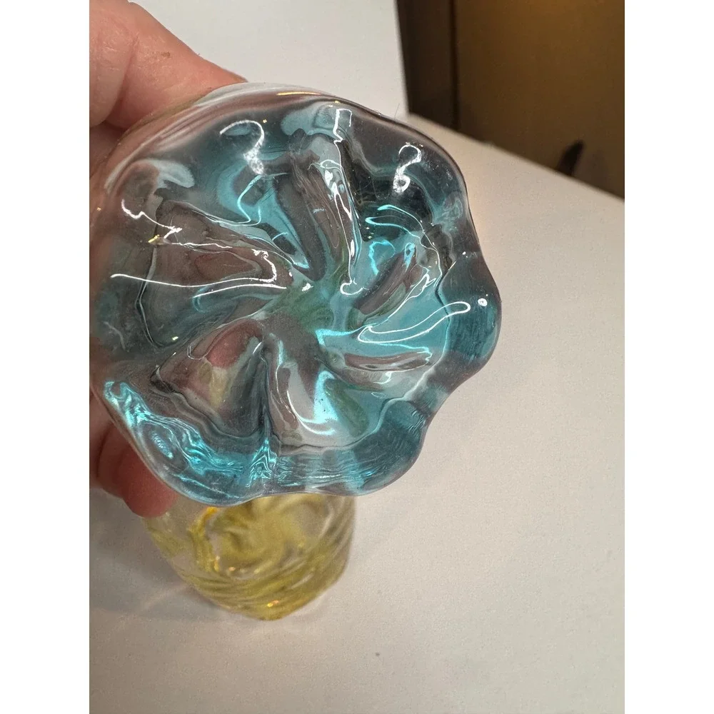 Vintage Colored Swirl Bottom‎ Shot Glasses Set Rainbow Hand Blown Style Barware